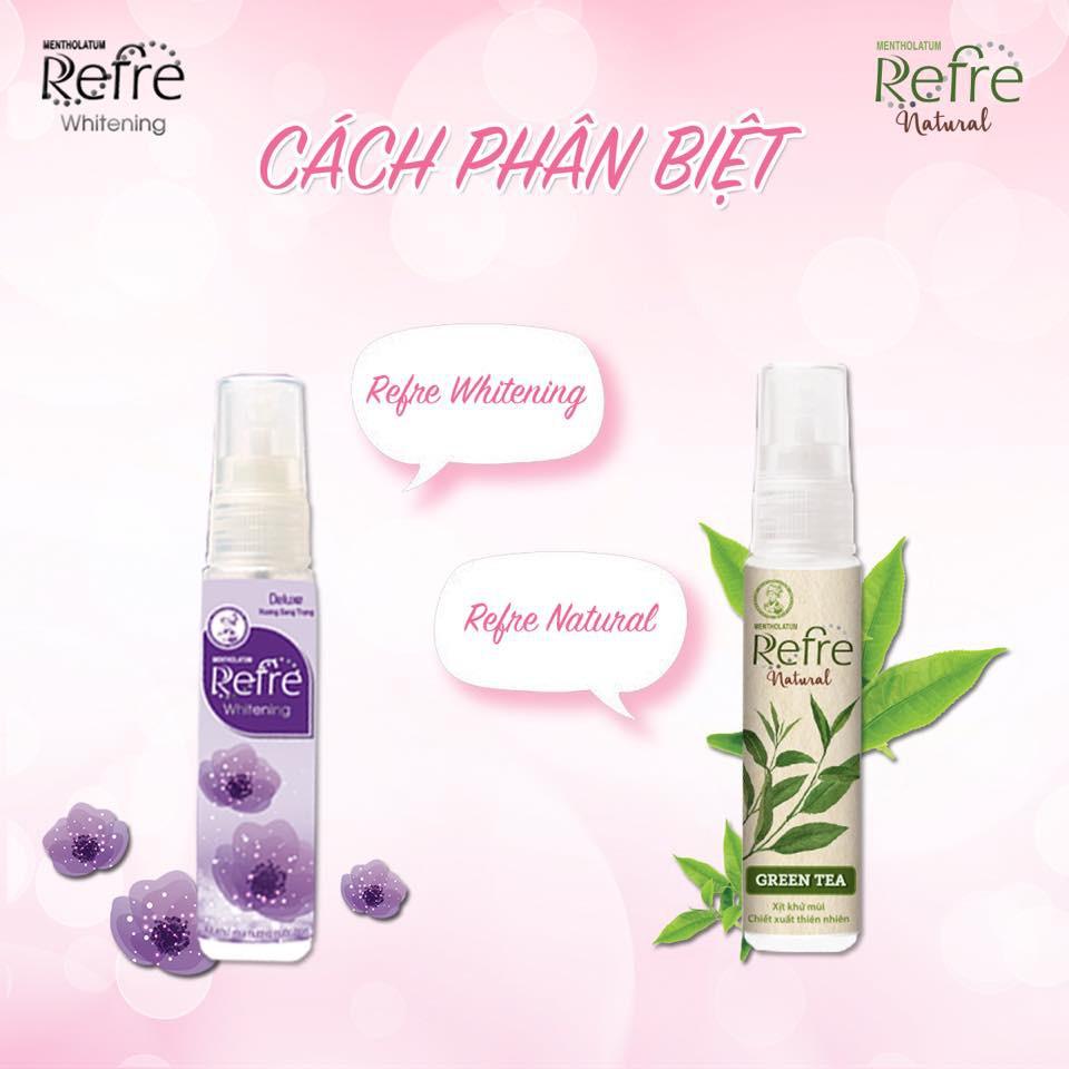 (HÀNG DÙNG THỬ ) Combo 4 Xịt khử mùi Refre Whitening/Natural -6ml
