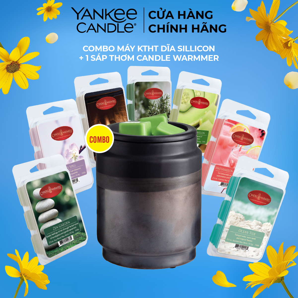 Combo Máy Khuếch Tán Hương Thơm Đĩa Silicon và Sáp thơm Candle Warmer từ Yankee Candle