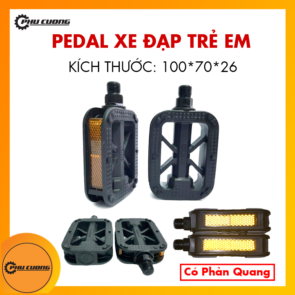 Bàn đạp phổ thông cho xe đạp & xe điện ( Cốt phi 14mm ) - Pedal có phản quang [ Nguyên Bộ 2 Pedal ]