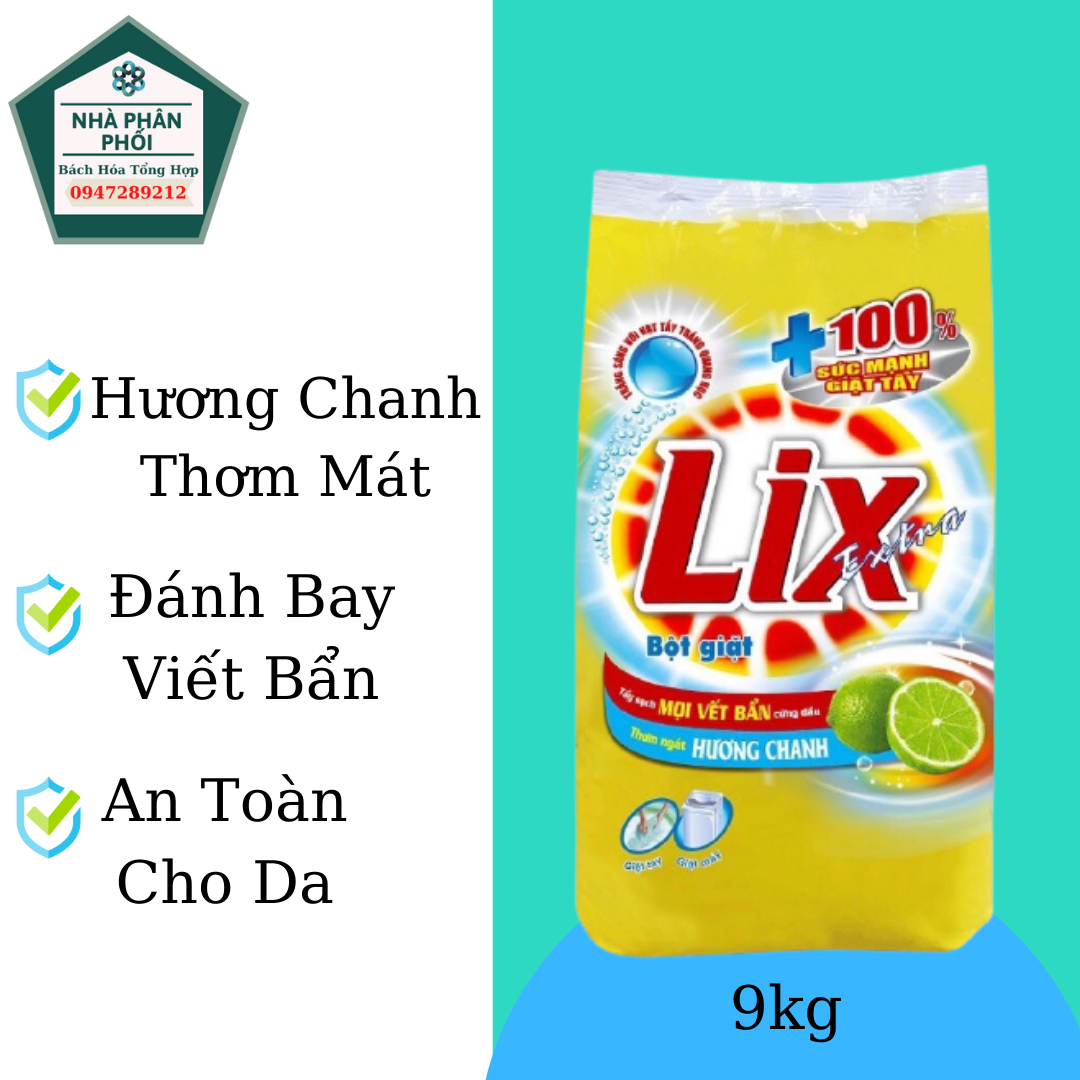 Bột Giặt Lix hương chanh 9kg