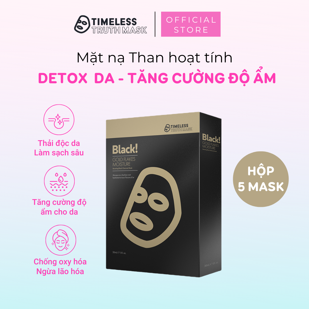 Mặt nạ vàng 24k than hoạt tính tăng cường dưỡng ẩm, trẻ hóa làn da, làm dịu da Gold Flackes Timeless Truth Mask ( 5 miếng )