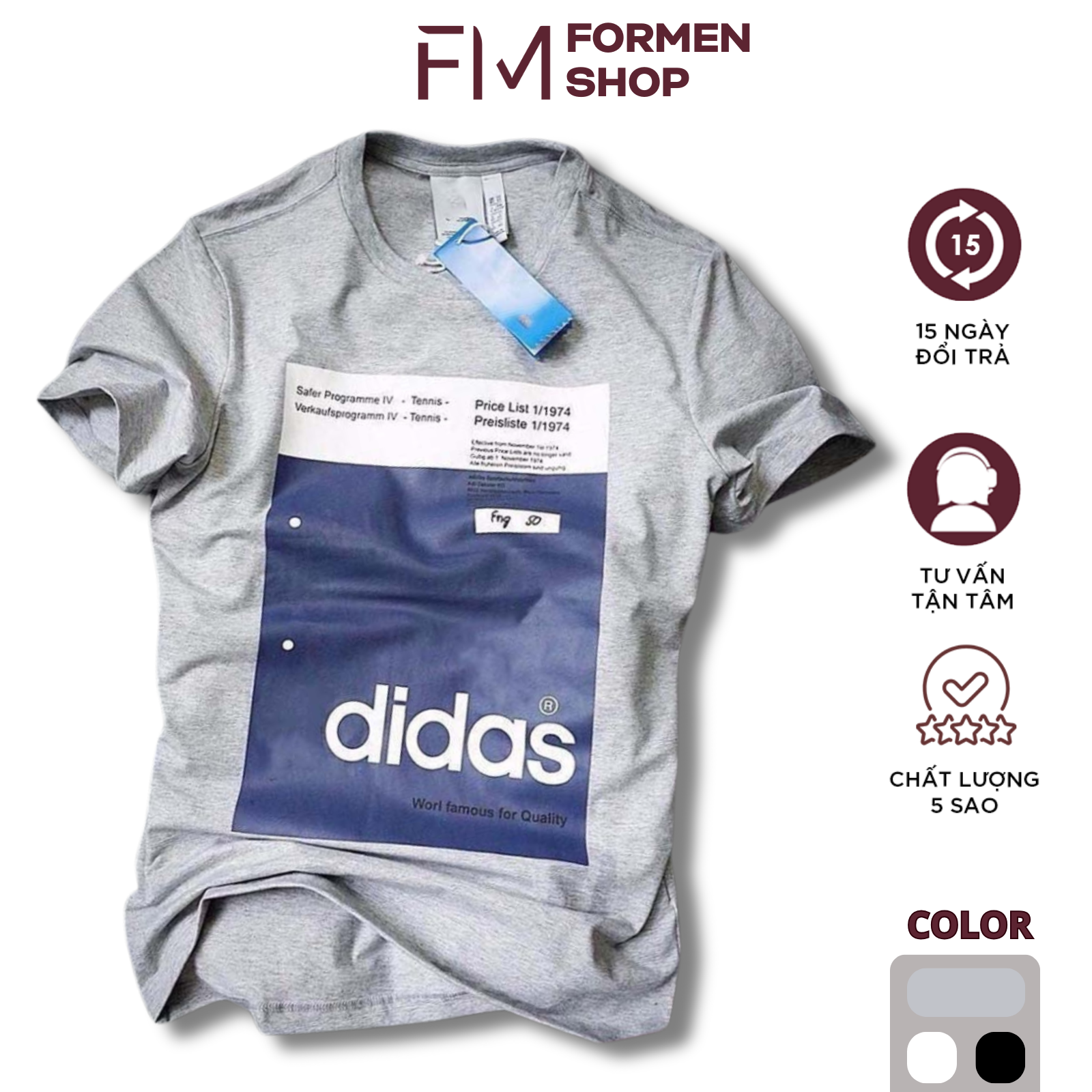 Áo thun nam cổ tròn tay ngắn adi cá tính - FORMEN SHOP - FMTD092