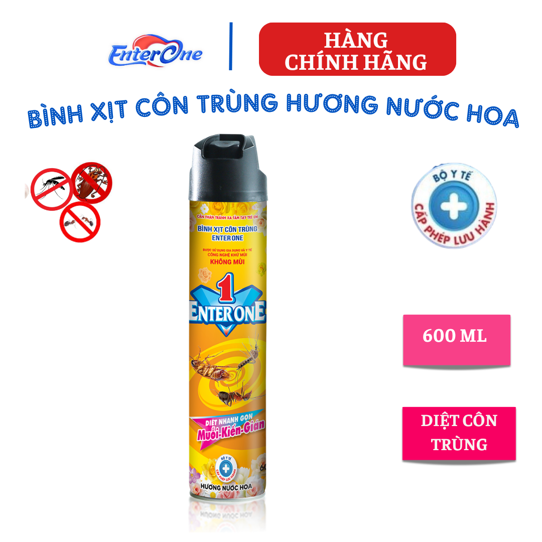 {Hàng chính hãng} Bình xịt côn trùng EnterOne hương nước hoa 600ml xịt diệt kiến, diệt gián, diệt muỗi, Xịt côn trùng hiệu quả an toàn được Bộ Y Tế cấp phép