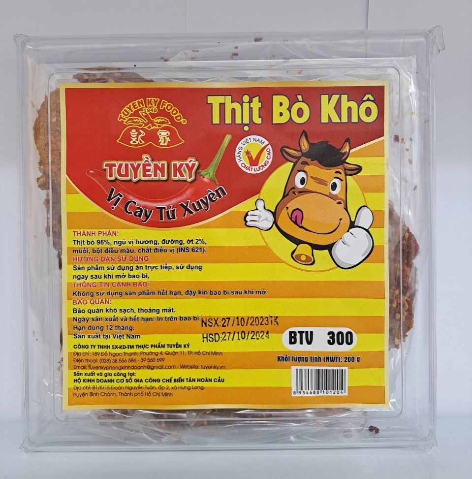 Khô bò tứ xuyên tuyền ký btv hộp 200g