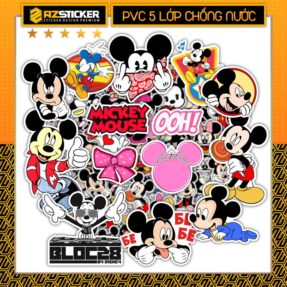 Bộ Hình Dán Sticker Mickey | Dán Nón Bảo Hiêm, Điện Thoại, Laptop, Bình Nước...Chống Nước, Chống Bay Màu