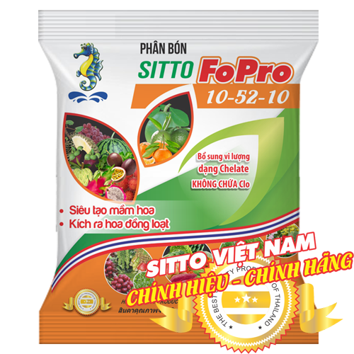 Phân bón lá NPK hòa tan Sitto FoPro 10-52-10+TE gói 100g