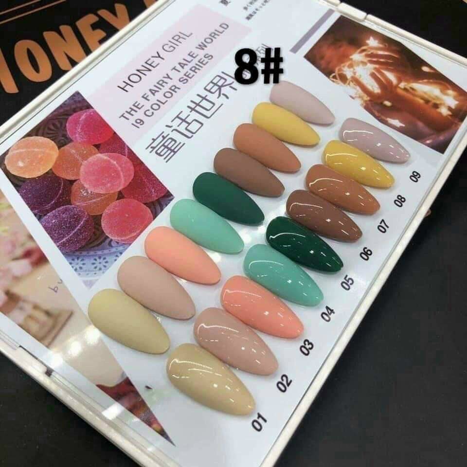 Sơn gel honey girl set 9 chai , nước sơn móng tay sét 9 màu chính hãng -