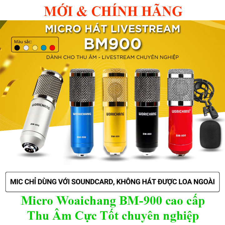 Micro chuyên nghiệp Woaichang BM-900 BM900 Dùng Cho Thu Âm Hát Karaoke Livestream Online