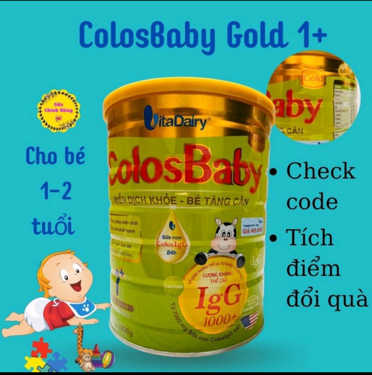 Sữa bột colos baby 1+ 800g trẻ 1-2 tuổi
