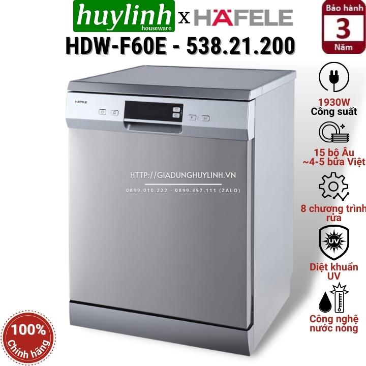 Máy rửa chén bát độc lập hafele hdw-f60e - 538.21.200 - 15 bộ âu - 8 chương trình rửa