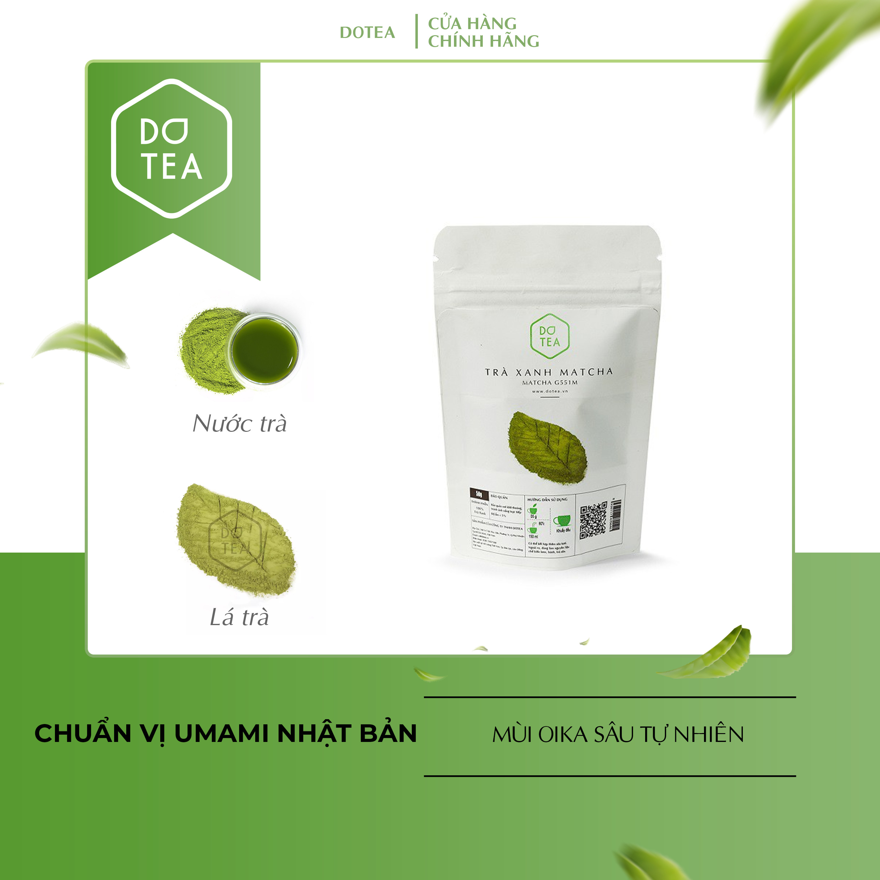 Bột trà xanh matcha pha trà sữa, gói 50gam bột G551m Dotea, nguyên liệu chuyên dùng cho pha chế