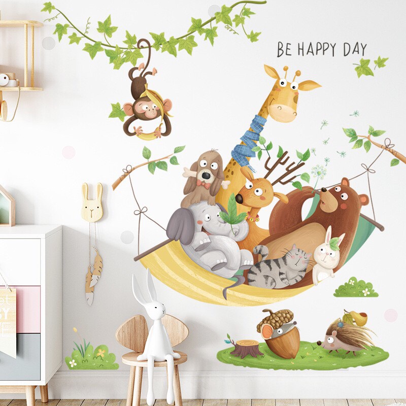 Decal dán tường thú ngôi võng