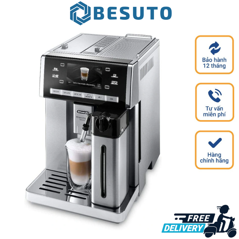 Máy pha cà phê tự động delonghi primadonna esam 6900, delonghi coffee maker, máy pha cafe, cappuccino, espresso, coffee machine, 19 bar, dung tích 1,4l, made in italy, bảo hành 12 tháng