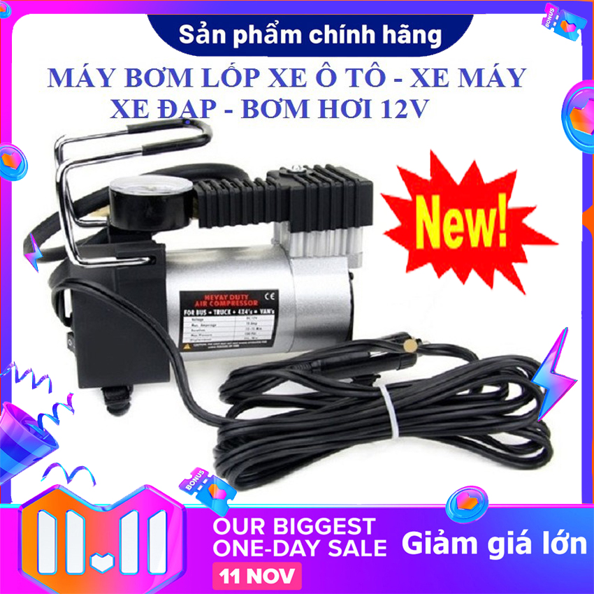 [CỰC SỐC  - GIÁ SỈ] Bình Nén Khí Mini Máy Bơm Hơi 12V,Máy bơm ô tô mini 12V 1 xylanh - bơm lốp xe hơi chất lượng cao mã lực lớn, siêu khỏe, siêu nhanh - Đồng hồ điện tử có đèn  SHOP BBQ1