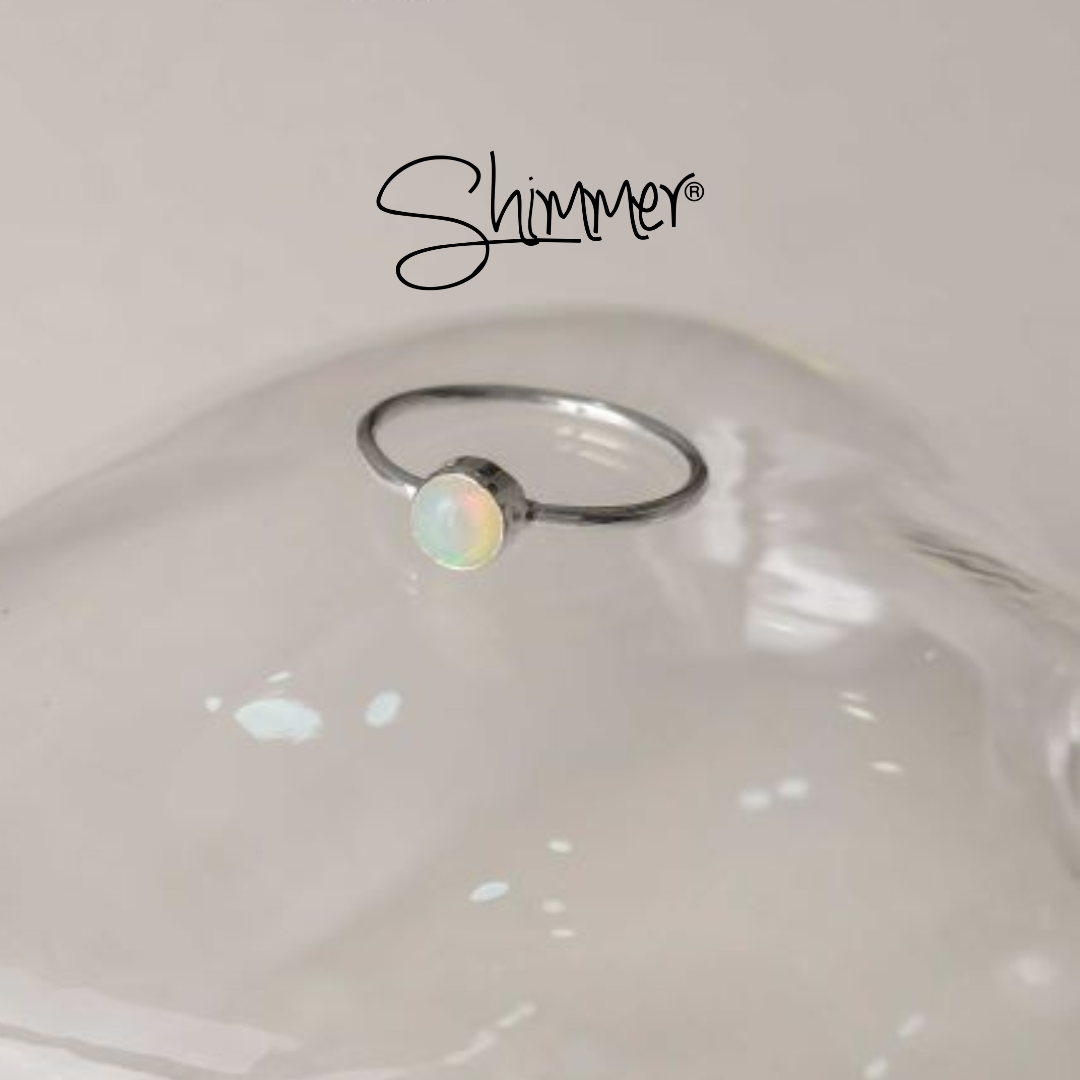 Nhẫn nữ bạc 925 cao cấp shimmer silver - đá thiên nhiên basic opal phong thủy may mắn năng lương không kị mệnh - trang sức bạc 925 shimmer silver