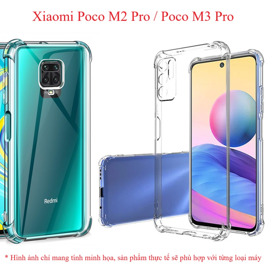 Ốp Xiaomi Poco M2 Pro / M3 Pro 4G / 5G - Dẻo Trong Chống Sốc Bảo Vệ Camera