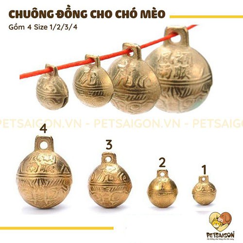 CHUÔNG ĐỒNG CHO CHÓ MÈO - LỤC LẠC TREO VÒNG CỔ