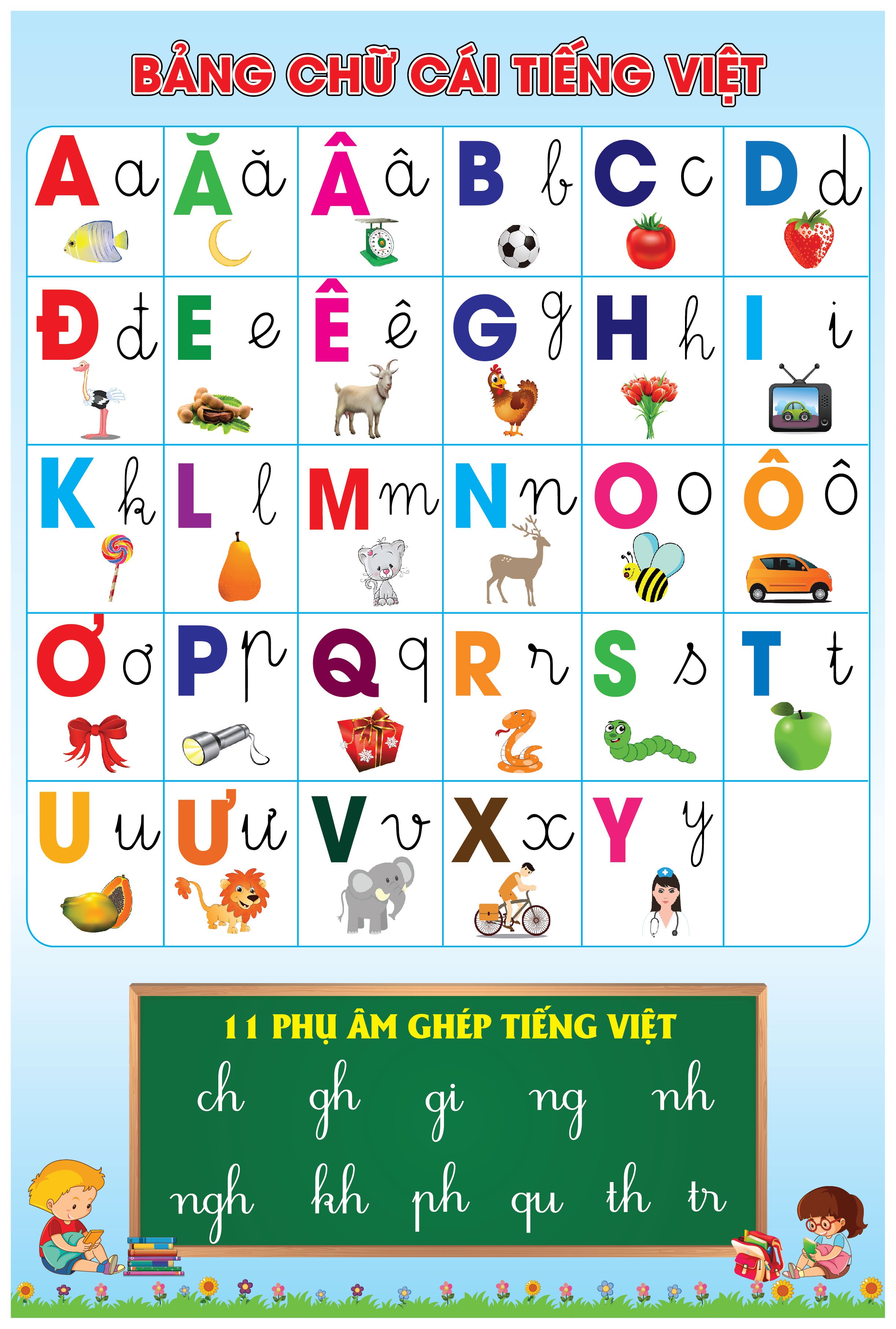 FREE SHIP MAX Bảng chữ cái dán tường cho bé học (con vật, giao thông, trái cây..) tranh decal nhựa - có keo sẳn