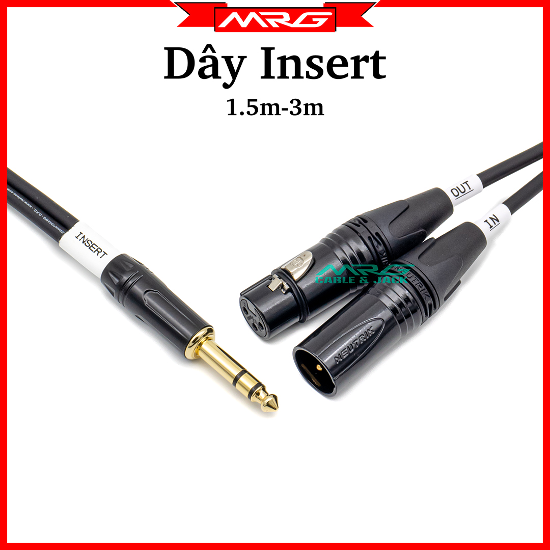 Dây insert jack canon, 6 ly stereo ra 2 đầu canon đực + cái, kết nối cổng insert mixer sang các thiết bị eq, compression