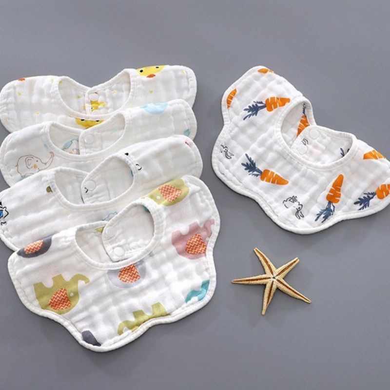 Yếm xô tròn 6 lớp, yếm ăn giữ ấm cổ hàng xuất dư cho bé