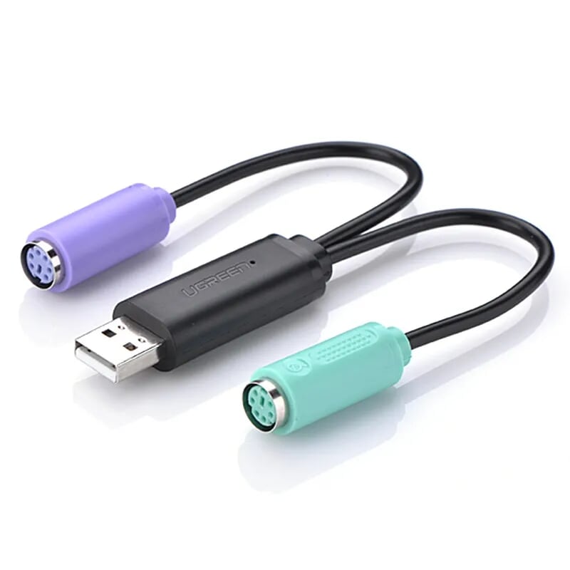 Ugreen 20219 20CM Cáp chuyển đổi USB 2.0 sang cổng PS2 cho phím chuột cao cấp 20219