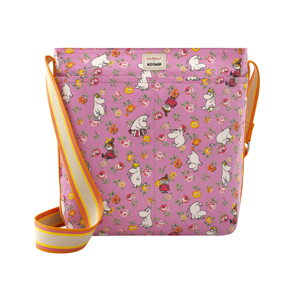 Cath kidston - túi đeo chéo zipped messenger bag moomins linen sprig - 1002072 - pink