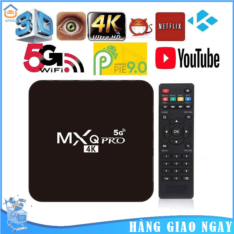  Android TV Box MXQ PRO 4K bản 16G+256GB Tiếng Việt Wifi 5G Android 11.1 Đã cài sãn truyền hình 100 kênh YouTube Chorme...vv 