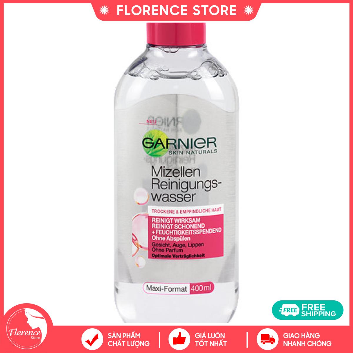 NƯỚC TẨY TRANG Garnier Micellar Cleansing Water 400ml( Màu Đỏ - Dành Cho Da Khô)