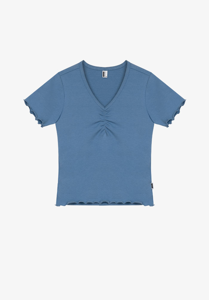Áo thun gân nhún ngực - lettuce hem top - lo22172001