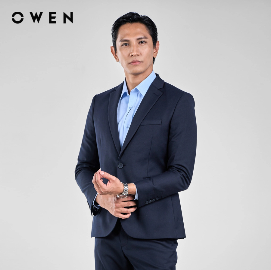 OWEN - Bộ Veston Slim Fit VES231687 màu Navy chất liệu TR Spandex