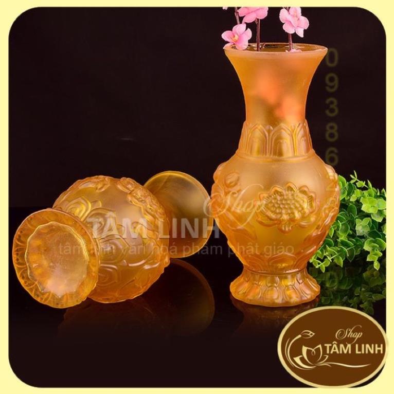 Bình hoa thờ cúng lưu ly vàng - nhiều sise - dương khoa shop