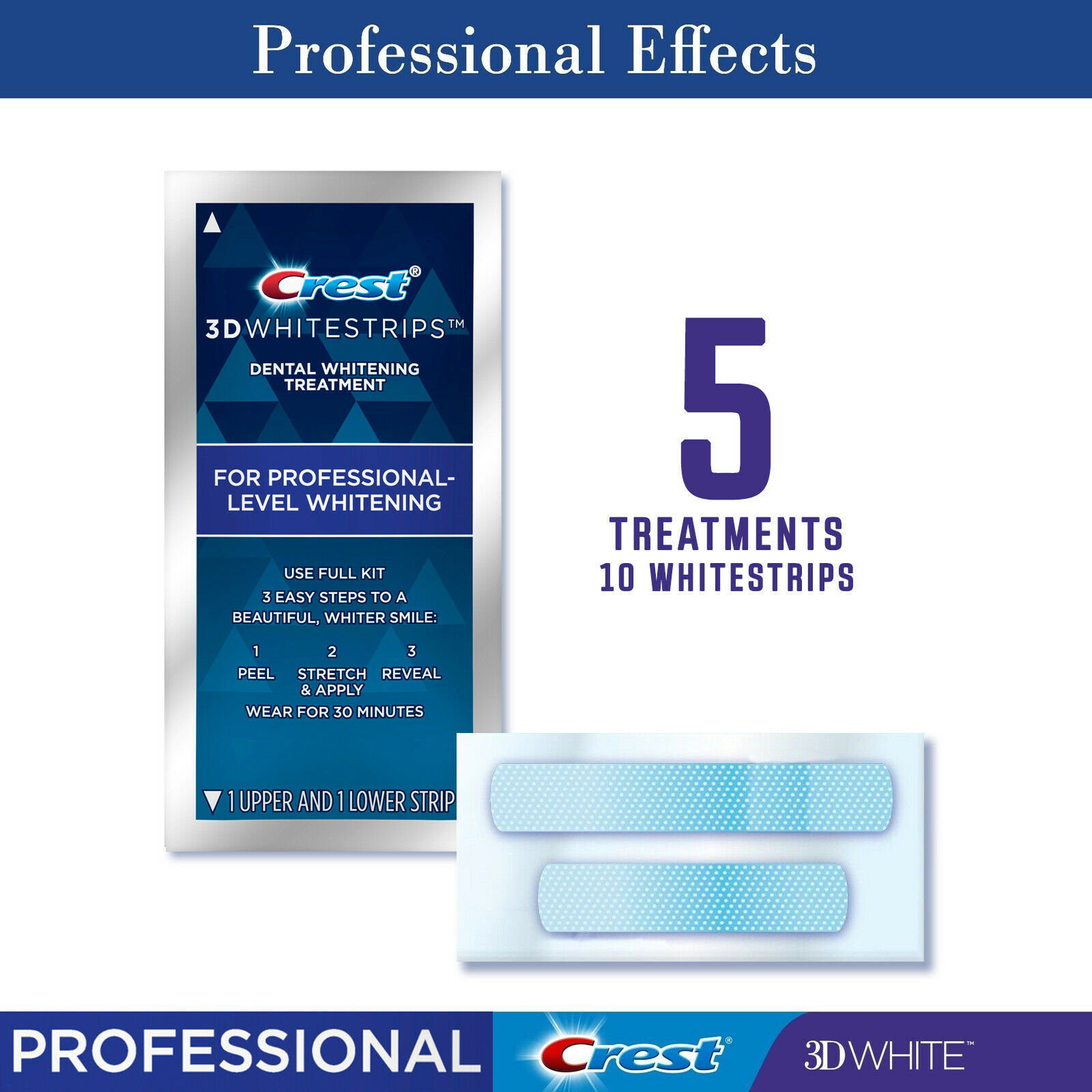 5 gói dán trắng răng Crest 3D WHITE Whitestrips Professional Effects 5 treatments / 10 Strips [HÀNG LOẠI 1 NỘI ĐỊA MỸ, CAM KẾT KHÔNG GIẢ]