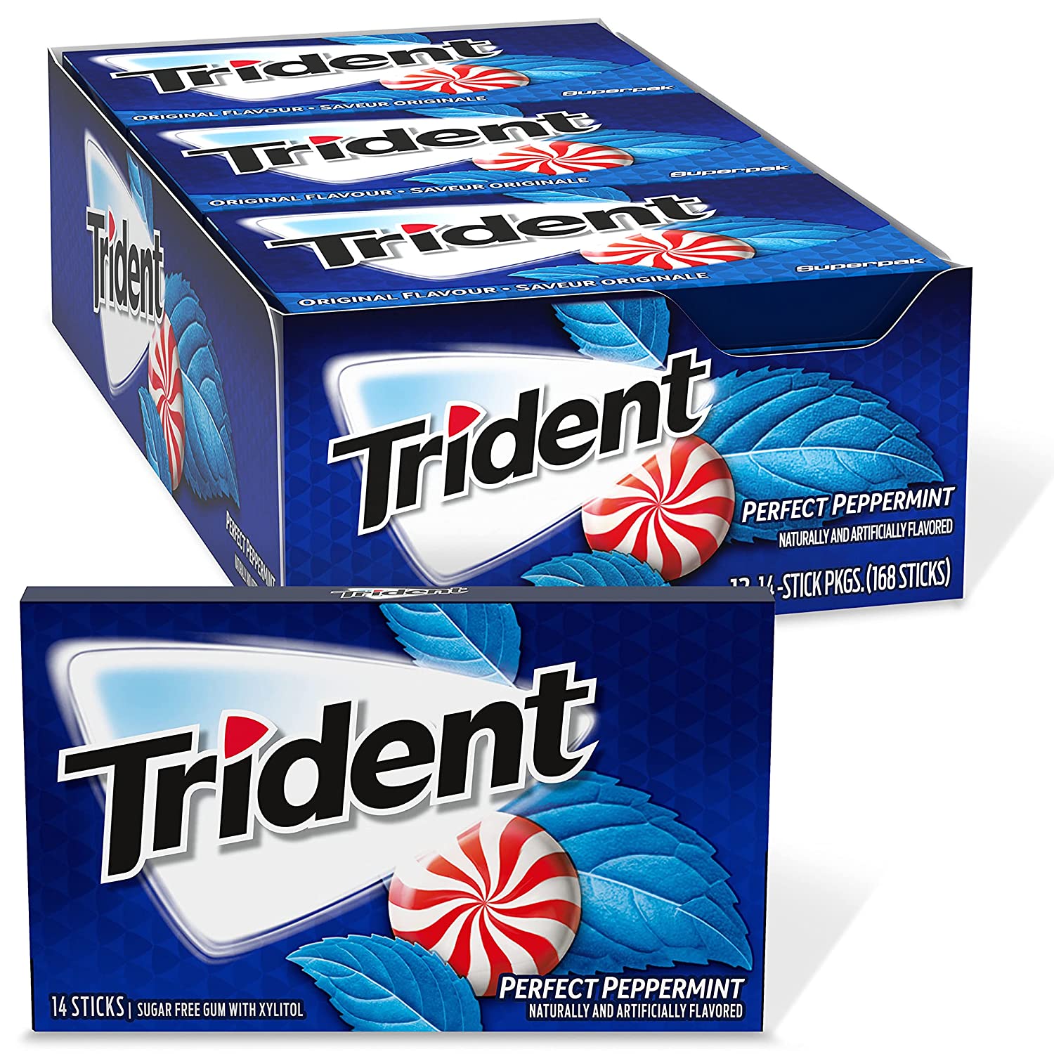 Singum của Mỹ Trident Perfect Peppermint Sugar Free Gum, Hộp 14 miếng
