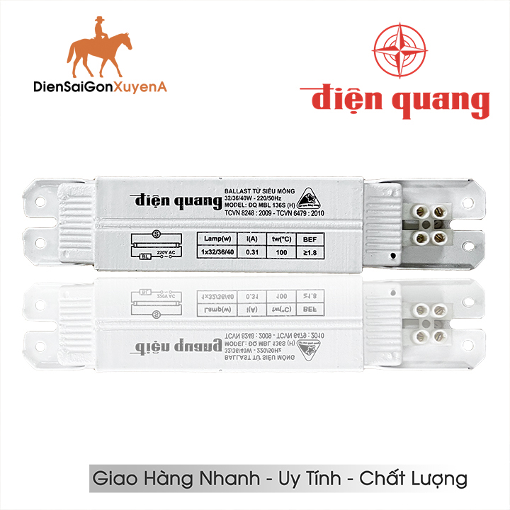 Ballast điện, chấn lưu, tăng phô từ Điện Quang ĐQ MBL 136S (siêu mỏng 36W đèn Huỳnh Qang) - Ngô Gia Tools