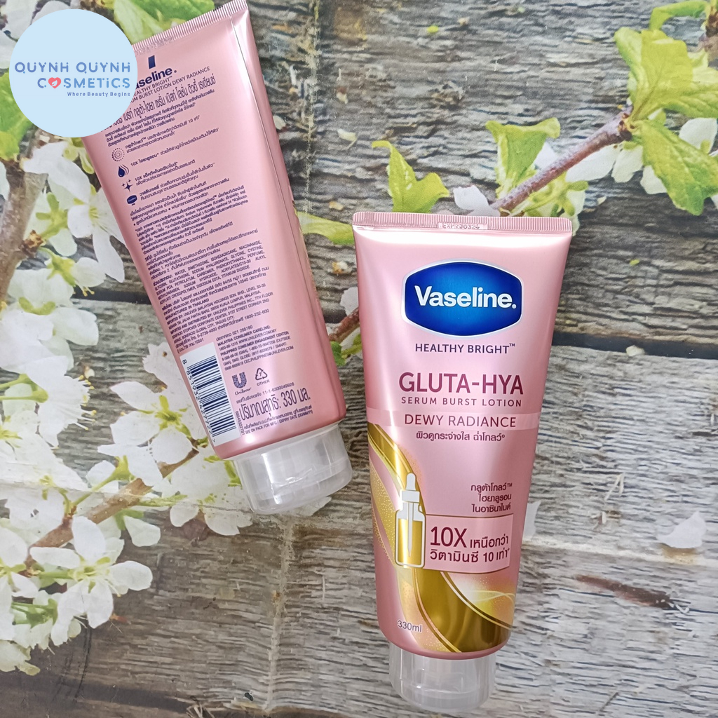 Sữa dưỡng thể Trắng Da Vaseline Healthy Bright Gluta HYA Serum Burst Lotion  10X [Cam Kết 100% chính hãng] 