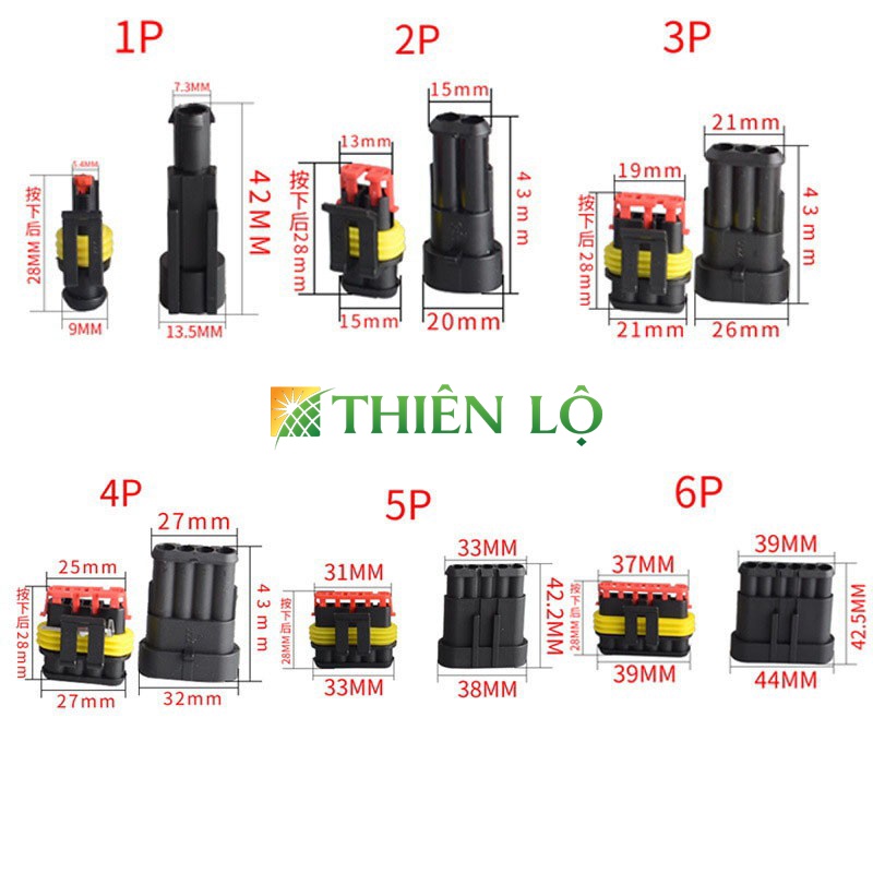 Jack kết nối 2P 3P 4P loại chống nước cao cấp dùng cho lắp ráp đèn điện xe máy ô tô - Sản phẩm cao cấp của Thiên Lộ
