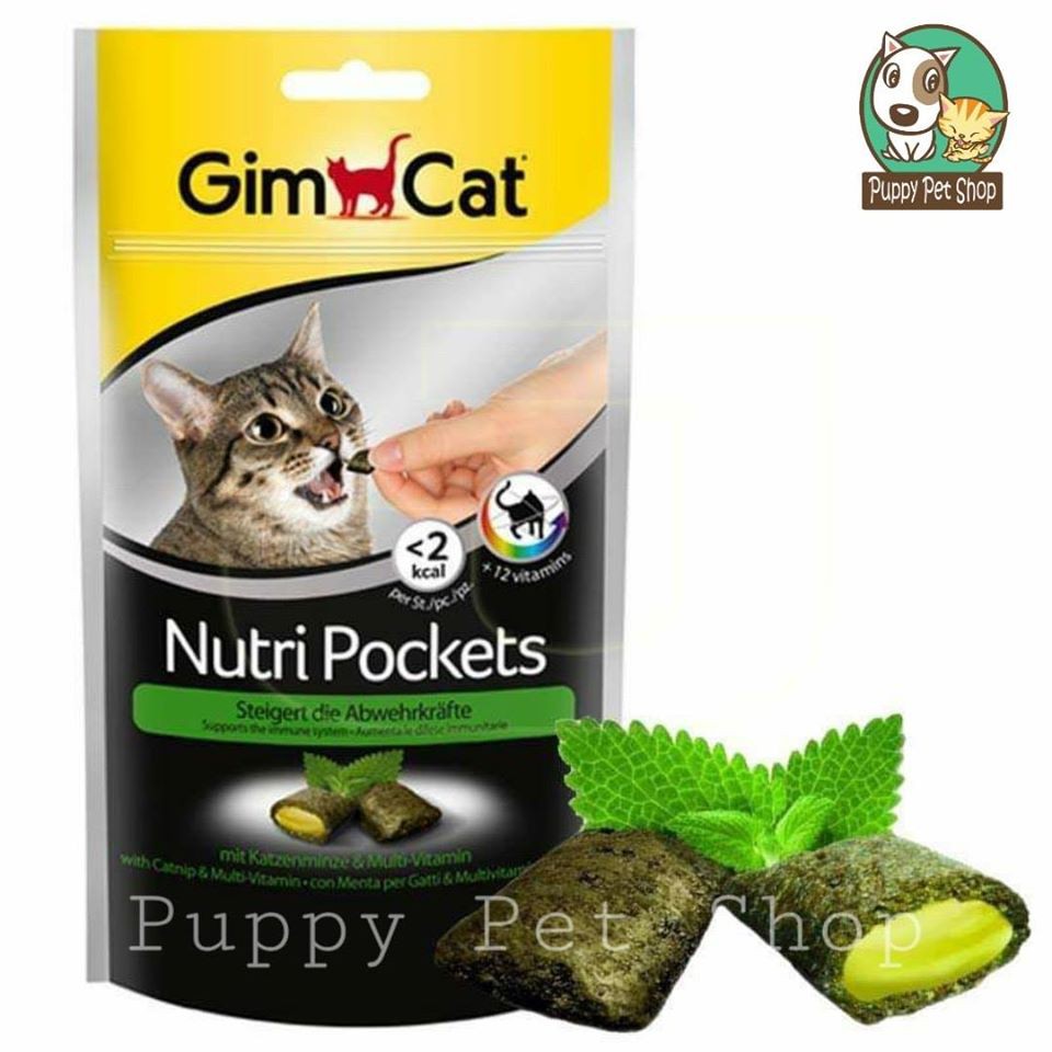 Bánh quy giòn cho mèo gimcat nutri pockets – vị catnip & multi-vitamin 60g