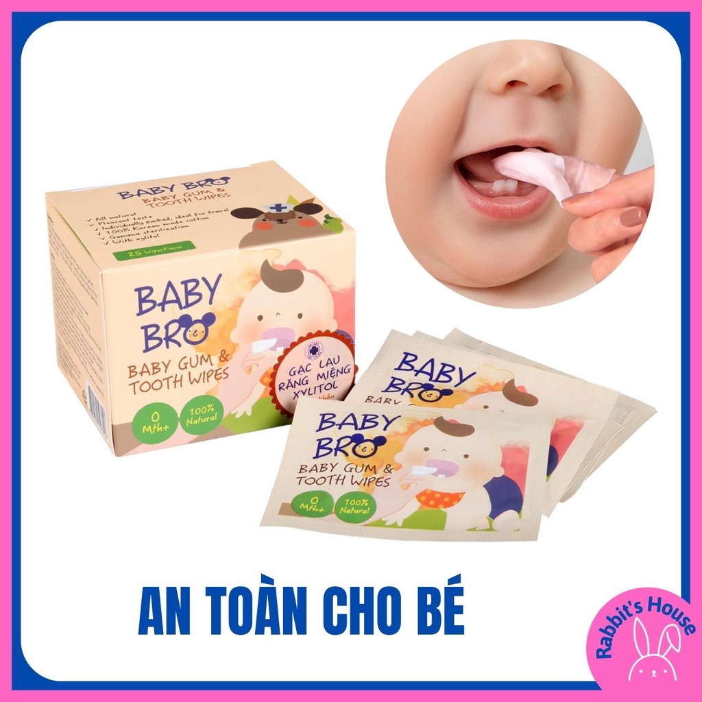 Gạc rơ lưỡi, tơ lưỡi cho bé Baby Bro Hàn Quốc, Vệ sinh răng miệng cho bé