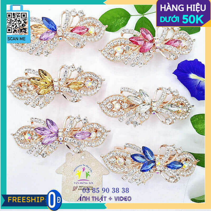 Kẹp tóc nữ Hàn Quốc, cặp tóc pha lê đính đá, phụ kiện nữ 3d xịn sò - thương hiệu Vợ Chồng Tôi