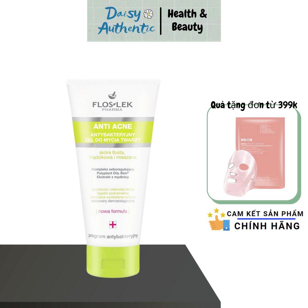 Sữa rửa mặt floslek 200ml dành cho da nhờn mụn - floslek anti acne bacterial face cleansing gel 200ml