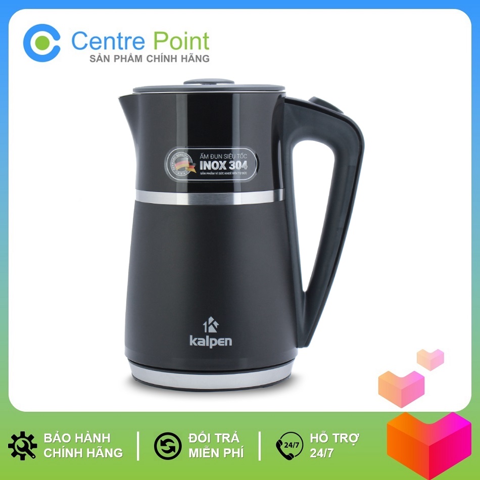 Bình đun/ ấm đun nước siêu tốc 3 lớp kalpen kk33 1.7l 2200w - bảo hành 2 năm
