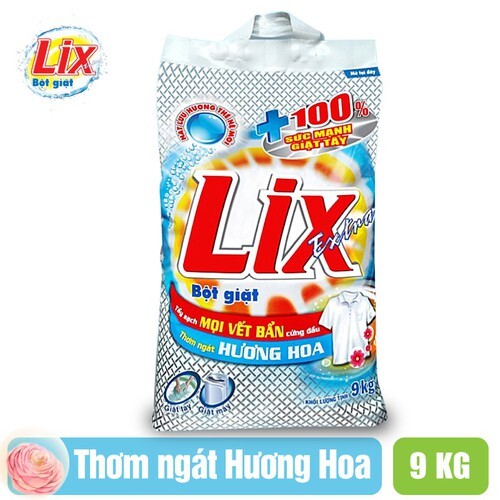 Bột giặt lix extra hương hoa 9kg - tẩy sạch vết bẩn cực mạnh