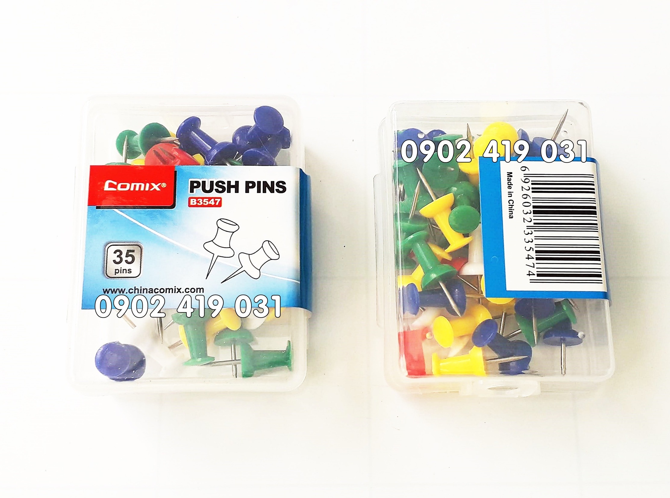 Đinh ghim bảng Comix B3547 [ Hộp 35 Cái ] thường dùng để ghim các giấy tờ tranh ảnh lên bảng ghim nỉ bảng ghim bần...