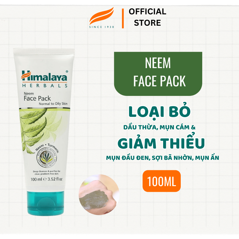[HÀNG CHÍNH HÃNG]Mặt nạ đất sét lá neem loại bỏ mụn, bã nhờn và mờ thâm - Himalaya Neem Face Pack 100ml