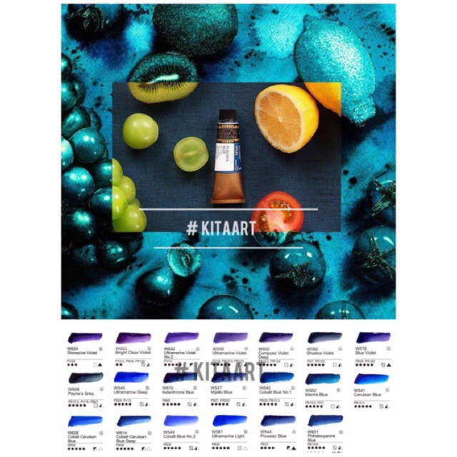 ✨Mijello 15Ml ✨P3 Tone Tím Xanh Màu Nước Tuýp Lẻ 15Ml Mijello Mission Gold Hàn Quốc