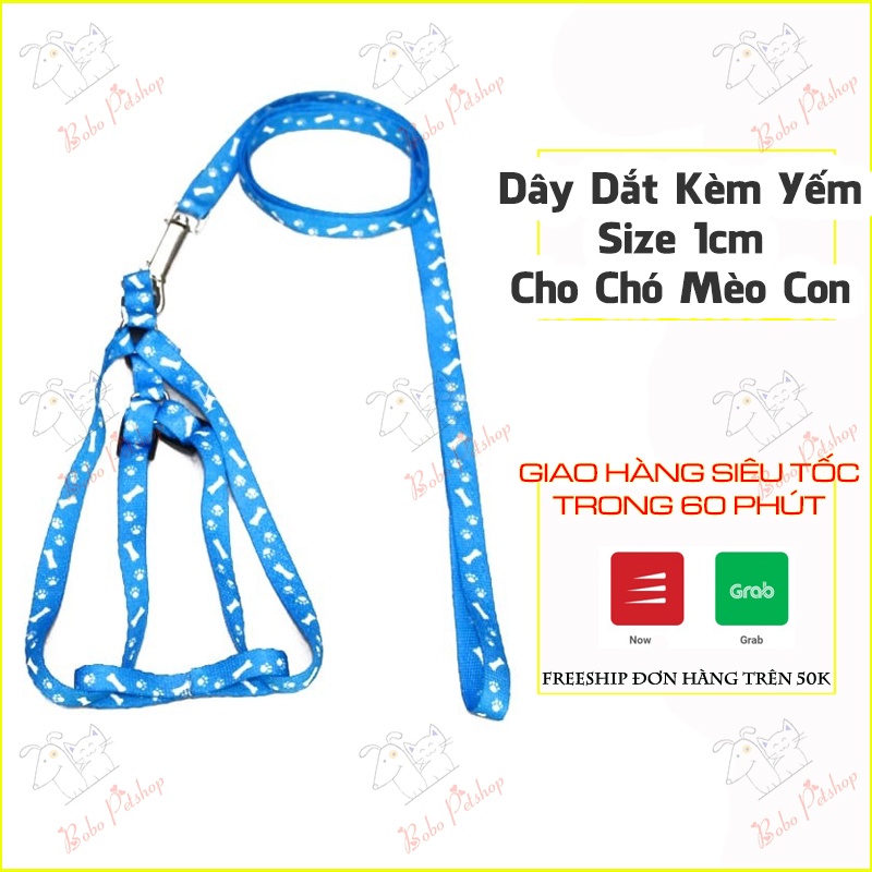 Dây Dắt Size S Rộng 1cm Kèm Yếm Dành Cho Thú Cưng Đủ Màu Sắc Cực Bền Chắc - Bobo Pet Shop Hà Nội