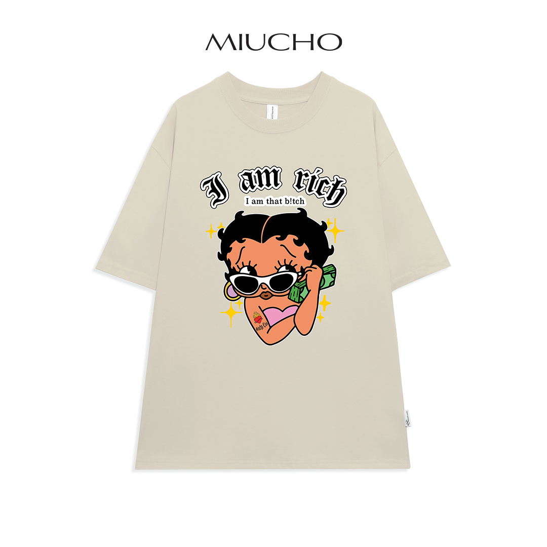 Áo thun form rộng nữ Unisex chất vải cotton MT015 Miucho in graphic