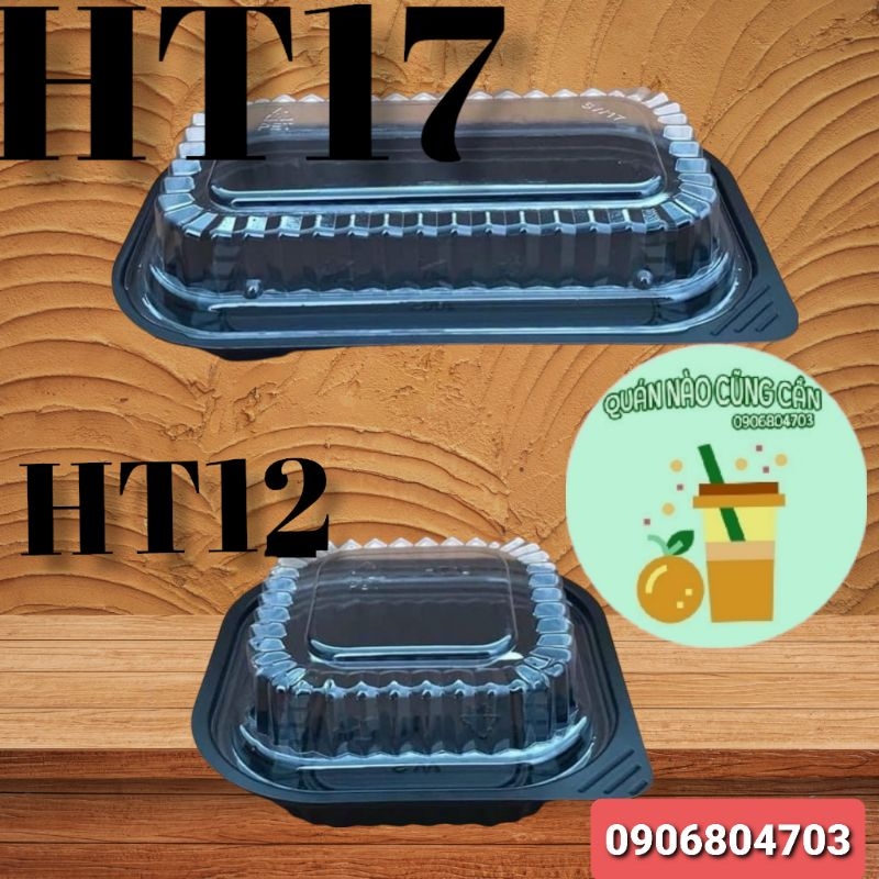50 hộp đựng thưc ăn nhựa dùng một lần đế đen kèm nắp nhựa pet trong suốt cao cấp nhiêu kích thướt_QUANNAOCUNGCAN