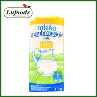 Hộp Sữa Tươi 1L Mleko Zambrowskie 1.5% Béo date 2023