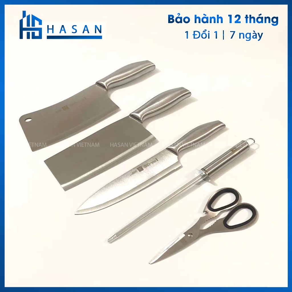 Bộ dao làm bếp nhật bản 5 món cao cấp - bộ dao làm nhà bếp nội địa nhật bản chính hãng - hasan việt nam
